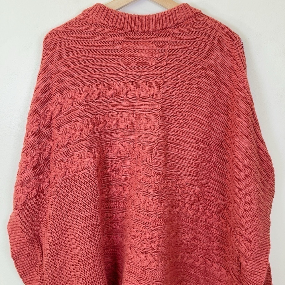Abercrombie & Fitch Pumpkin Spice Orange Chunky Cable Knit Poncho Sweater - Picture 14 of 16
